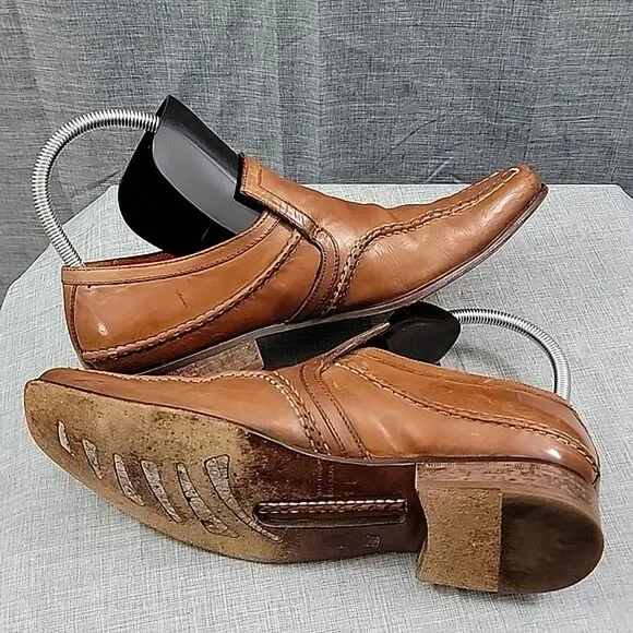 Mark Nason Made In Italy Leather Square Toe Loafers Cognac  display picture 2